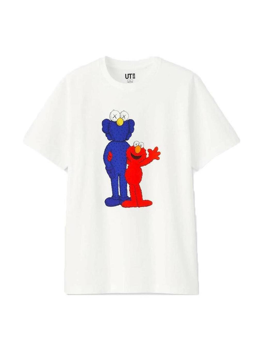 KAWS x Uniqlo x Sesame Street Elmo Tee White M NWT